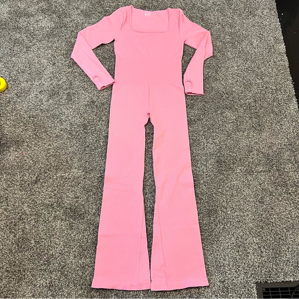 Pink Ribbed Jumpsuit - Picture 2 of 7